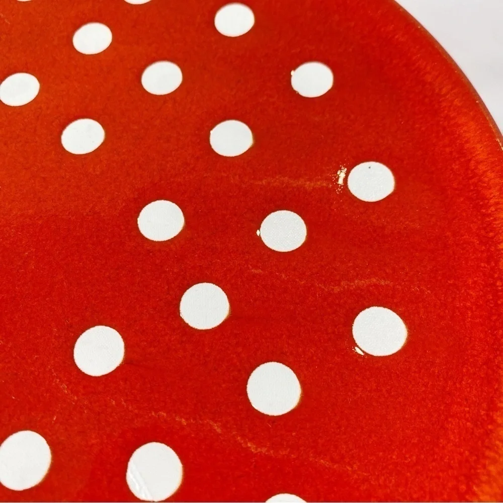 4 Waechtersbach 7 5/8” Salad Plates Vintage W Germany Polka Dots Red White HTF